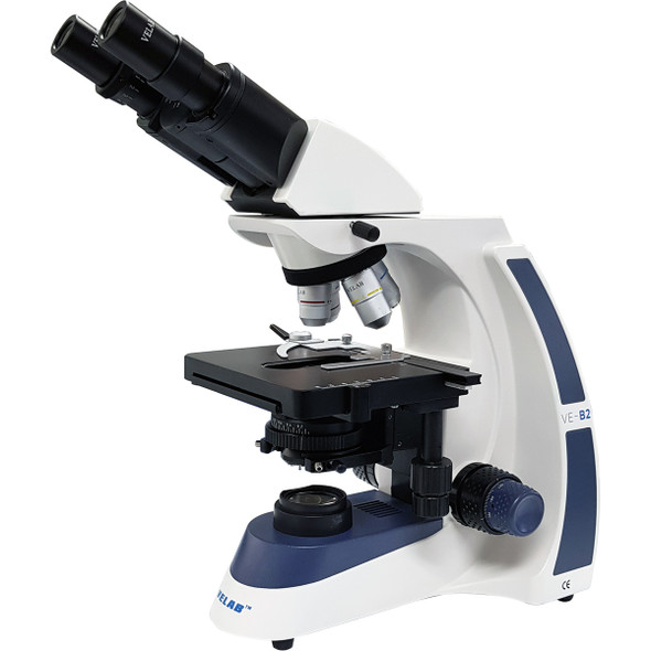 Velab VE-B2 Binocular Microscope, Quadruple Nose Piece, 5.51” x 5.19” 2-Layer Stage