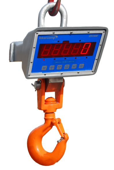 Intercomp CS1500 5000 LED Display Industrial Crane Scale, 5,000 lb x 2 lb,  USB/R232 Interface, NTEP IIIL, Made in USA