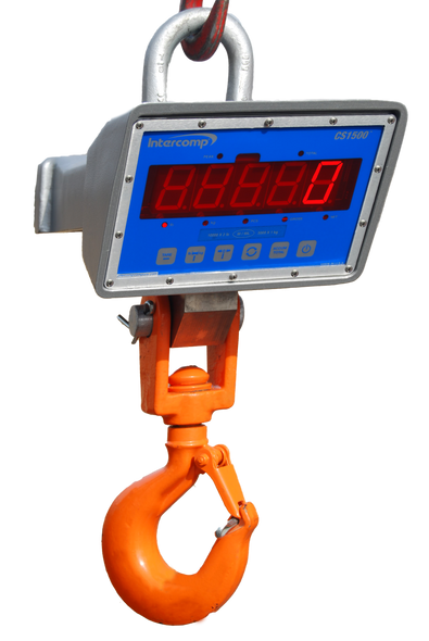 Intercomp CS1500 2000 LED Display Industrial Crane Scale, 2,000 lb x 1 lb,  USB/R232 Interface, NTEP III, Made in USA