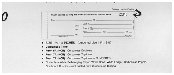 Standard Printing 7A NCR Howe 3-Part Numbered Scale Tickets - 8,000
