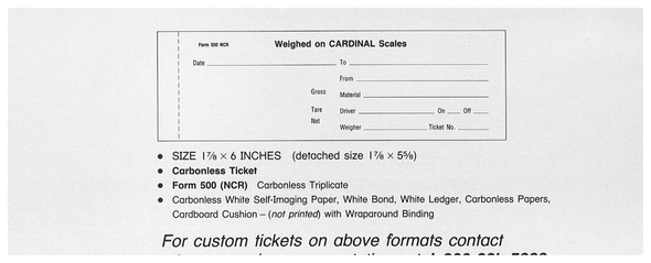 Standard Printing 500 NCR Cardinal 3-Part Scale Tickets - 3,000