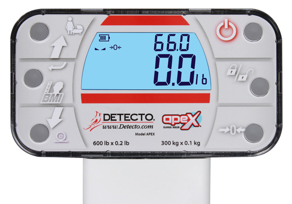 Detecto APEX-SH-AC Digital Physician Scale with Sonar Height Rod and AC Adapter, 600 lb x 0.2 lb, 24in to 87.5in Detecto APEX-SH-AC Digital Physician Scale with Sonar Height Rod and AC Adapter, 600 lb x 0.2 lb, 24in to 87.5in