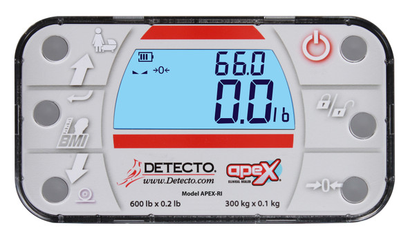 Detecto APEX-RI-AC Remote Indicator Portable Physician Scale with AC Adapter, 600 lb x 0.2 lb Detecto APEX-RI-AC Remote Indicator Portable Physician Scale with AC Adapter, 600 lb x 0.2 lb