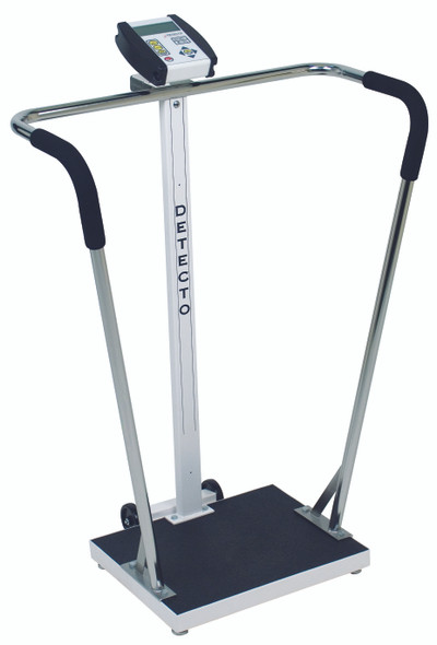 Detecto 6855-AC Bariatric Scale with Handrail, 600 lb x 0.2 lb, LCD Display, RS232, EMR/EHR Ready, with AC Adapter