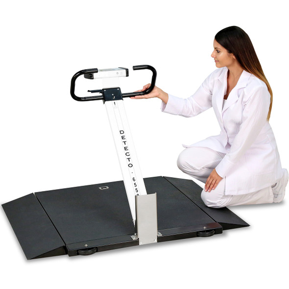Detecto 6550 Portable Wheelchair Scale 1,000 lb x 0.2 lb, BMI, RS232