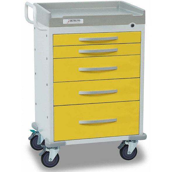 Detecto RC33669YEL 5-Drawer Rescue Medical Cart, Yellow