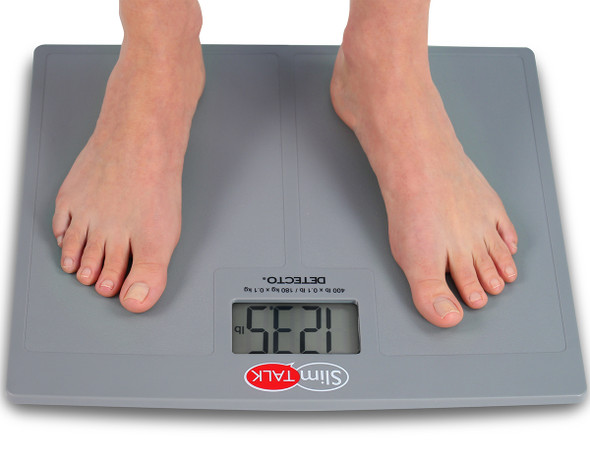 Detecto SlimTalk Talking Bathroom Scale, English/Spanish, 400 lb x 0.1 lb