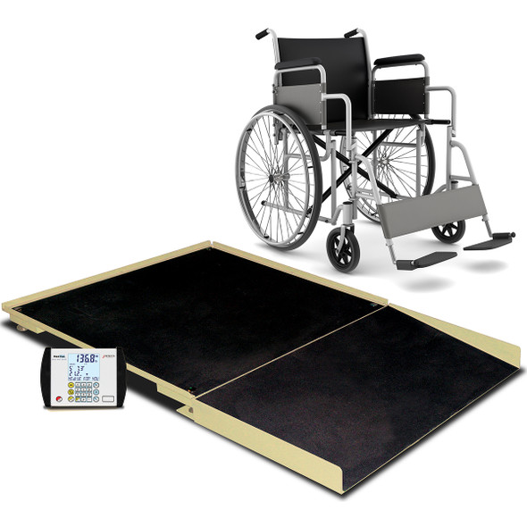Detecto FHD-144-II-AC Stationary Wheelchair Scale 1,000 lb x 0.2 lb, BMI, RS232, with AC Adapter