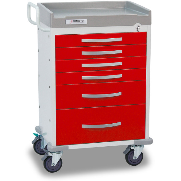 Detecto RC333369RED-L 6-Drawer Rescue Medical Cart, Red, with Accessories Detecto RC333369RED-L 6-Drawer Rescue Medical Cart, Red, with Accessories