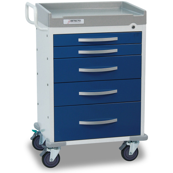 Detecto RC33669BLU-L 5-Drawer Rescue Medical Cart, Blue, with Accessories Detecto RC33669BLU-L 5-Drawer Rescue Medical Cart, Blue, with Accessories