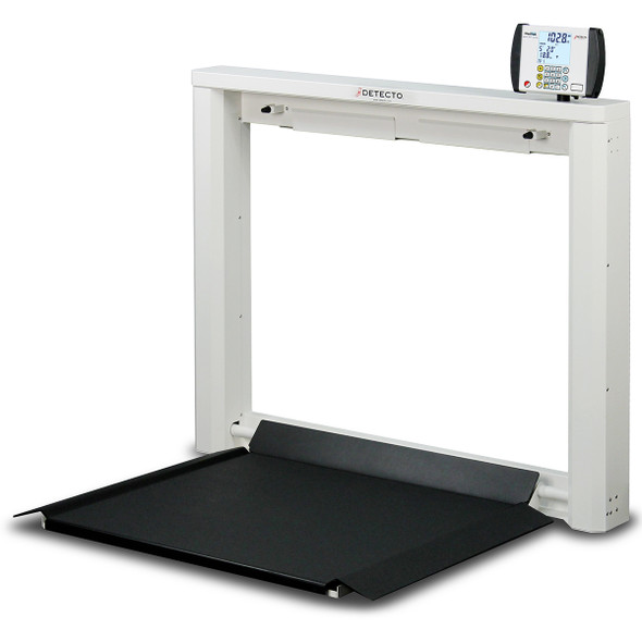 Detecto 7550 Wall-Mount Fold-Up Wheelchair Scale 1,000 lb x 0.2 lb BMI, RS232