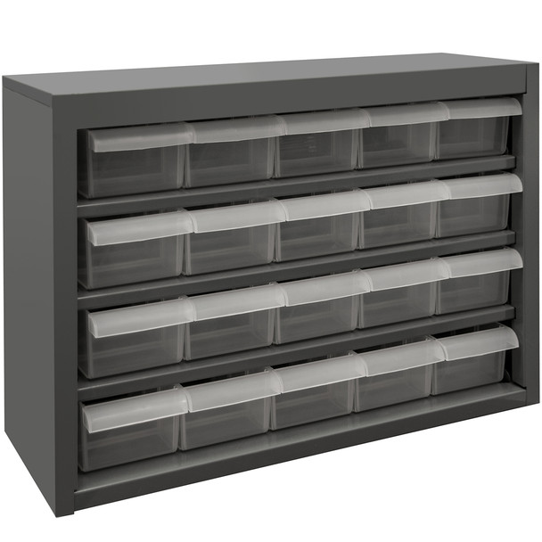 Durham 016-95, 20 Bin Plastic Drawer Cabinet, 16.75" W x 6.38: D x 11.38" H Durham 016-95, 20 Bin Plastic Drawer Cabinet, 16.75" W x 6.38: D x 11.38" H