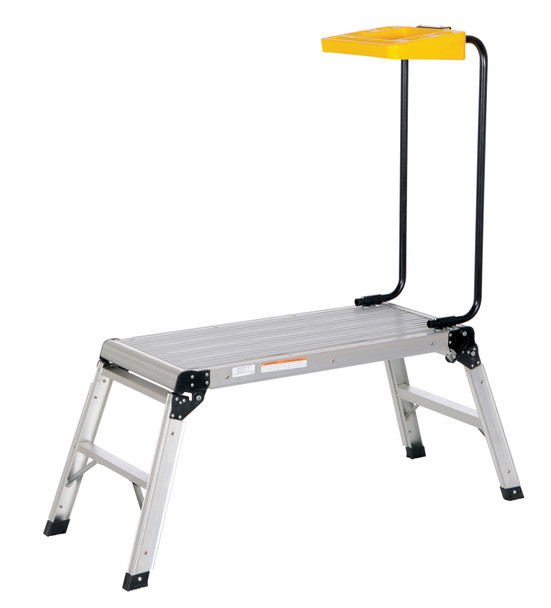 Vestil AFSP-2-TT Folding Step Platform with Tool Tray, Aluminum, 36-1/2" L, 18-1/4" W, 51" Height, 250 lbs Capacity