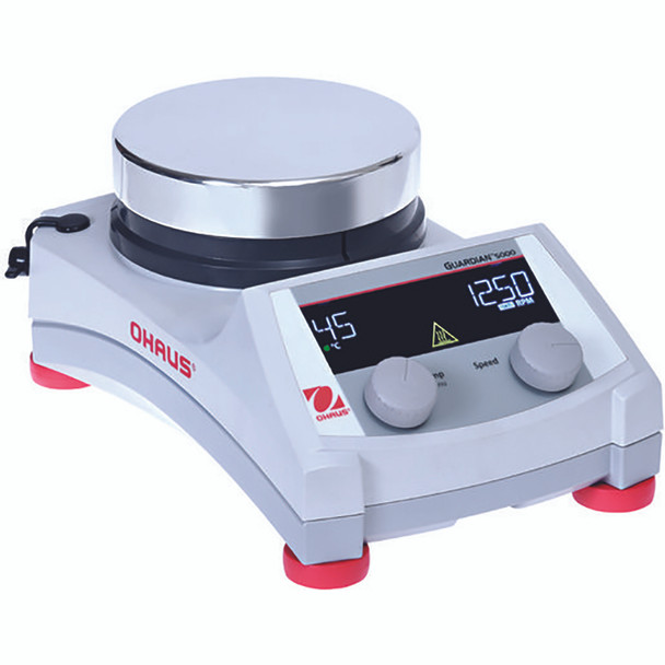 OHAUS Guardian 7000 Ceramic Hotplate Stirrer e-G71HS07C, 7x7 Inch Plate, 15L Capacity, USB Port, Timer, 120V 10A 50/60Hz