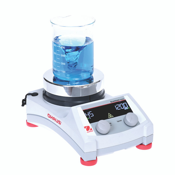 OHAUS Guardian 5000 Aluminum Hotplate Stirrer e-G51HSRDM, 5.3 In Plate, 20L Capacity, USB Port, Timer, 120V 8.3A