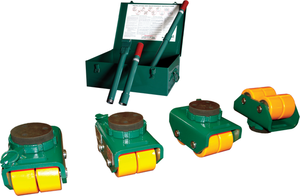 Hilman Rollers, KBSP-12P, Swivel Padded Top, Polyurethane Wheel Dolly Kit, 12 Ton Cap. Heavy Equipment Moving Skates