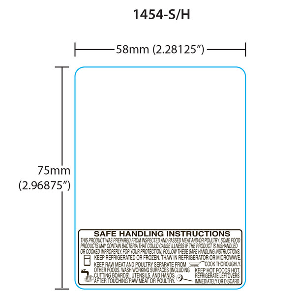 Berkel Printer Labels 1454-S/H for GX250 58mm x 75mm, Black, 12 Rolls, 410 Labels per Roll, 58 mm x 75 mm