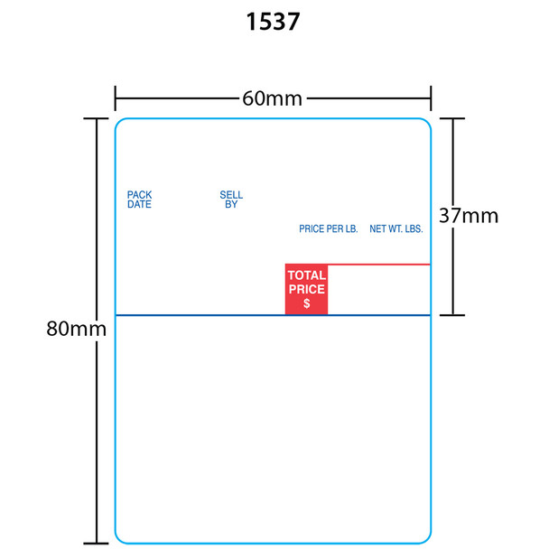 Digi Printer Labels 1537-B for DP-120/SM-90/SM-300B 80mm, Blank, 15 Rolls, 580 Labels per Roll