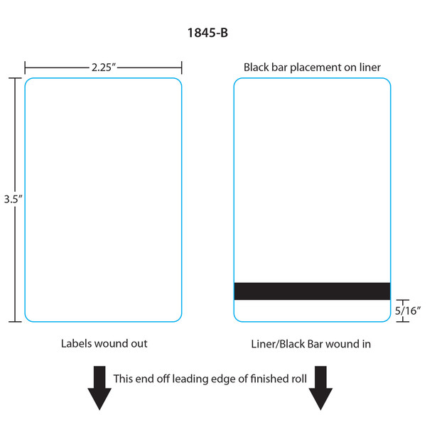 Hobart Printer Labels 1845-B for Ultima 2000 3.5", Blank, 5 Rolls, 2400 Labels per Roll