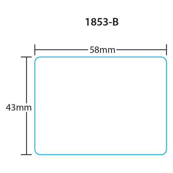 Bizerba Printer Labels 1853-B for 58 mm x 43 mm Printer, Blank, 12 Rolls, 1000 Labels per Roll
