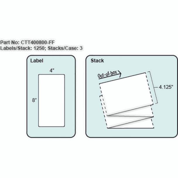 4x8 Thermal Transfer Fanfold Label with Perf, 120 Labels per Stack, 2 Stacks Per case 4x8 Thermal Transfer Fanfold Label with Perf, 120 Labels per Stack, 2 Stacks Per case