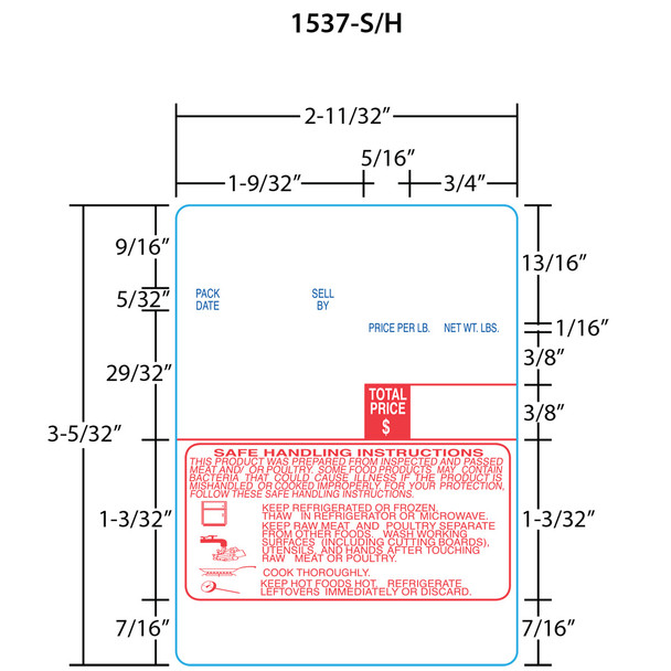 Digi Printer Labels 1537-S/H for DP-120/SM-90/SM-300B 80mm, Red/Blue, 15 Rolls, 580 Labels per Roll
