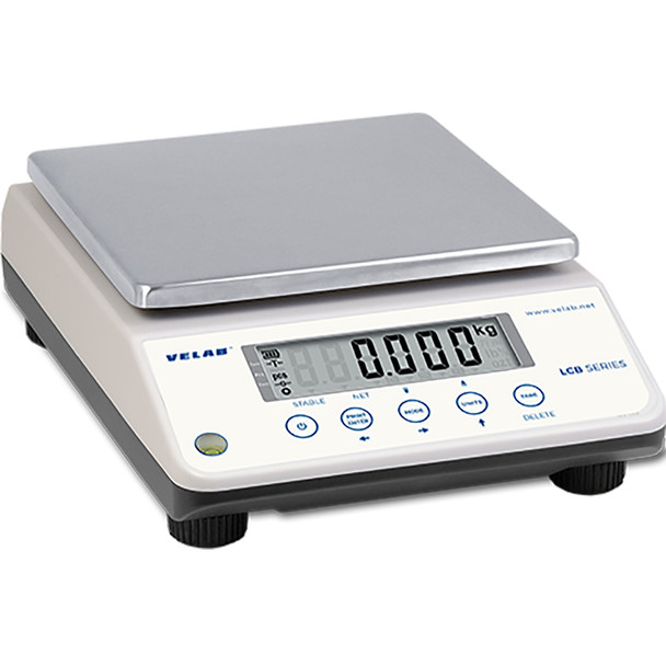 Velab VE-LCB12 Compact Bench Scale 25 lb x 0.0002 lb, Stainless Steel Pan, RS232