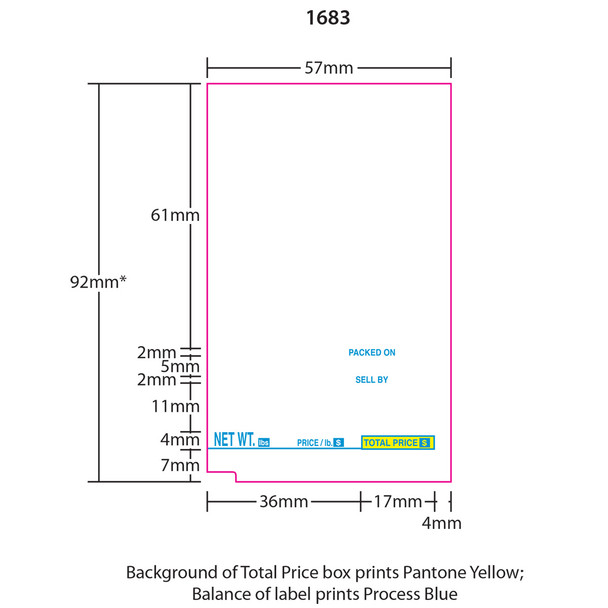 Tec Printer Labels 1600-S/H for SL-9000 UPC 92.8mm Blue/Yellow, 16 Rolls, 300 Labels per Roll Tec Printer Labels 1600-S/H for SL-9000 UPC 92.8mm Blue/Yellow, 16 Rolls, 300 Labels per Roll