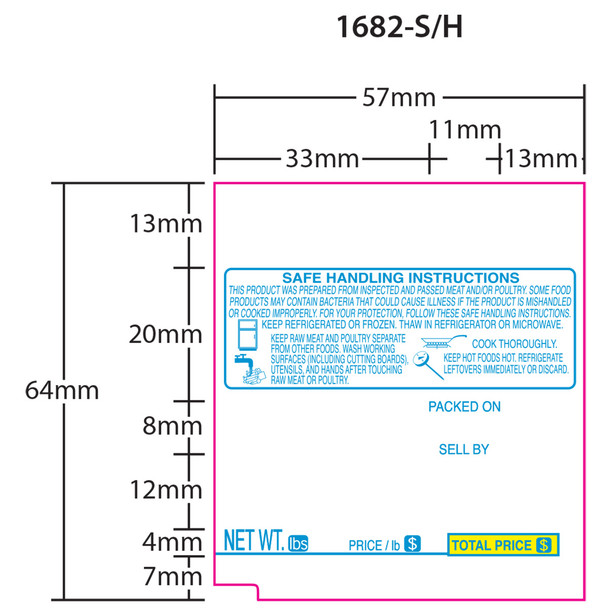 Tec Printer Labels 1600-S/H for SL-9000 UPC 63.5mm Blue/Yellow, 16 Rolls 450 Labels/Roll Tec Printer Labels 1600-S/H for SL-9000 UPC 63.5mm Blue/Yellow, 16 Rolls 450 Labels/Roll