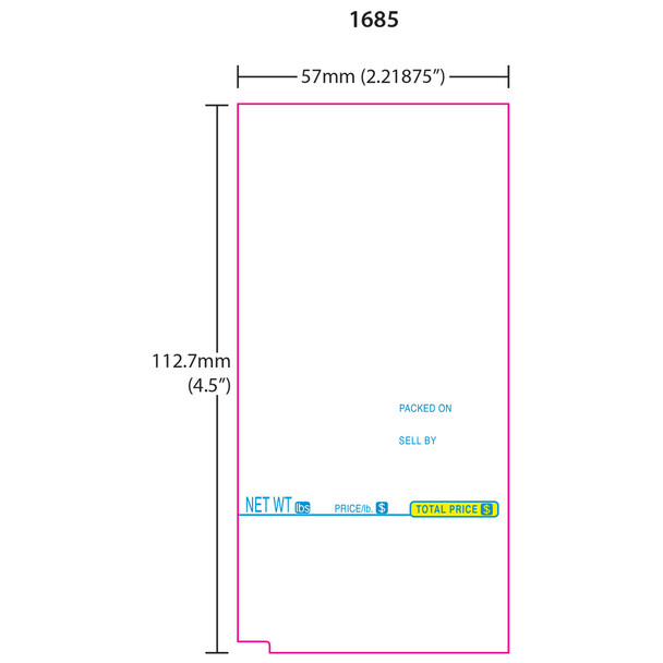 Tec Printer Labels 1600-S/H for SL-9000 UPC 112.7mm Blue/Yellow, 16 Rolls, 250 Labels per Roll