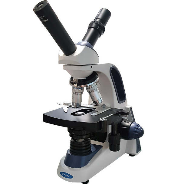 Velab VE-M5DTH Dual View Compound Microscope, Quadruple Nose Piece, 5.11” x 5.11” 2-Layer Stage