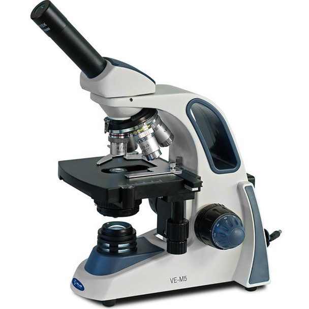 Velab VE-M5 Intermediate Biological Monocular Microscope, Quadruple Nose Piece, 5.11” x 5.11” 2-Layer Stage