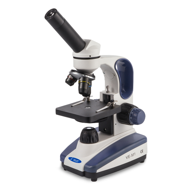 Velab VE-M1 Basic Biological Monocular Microscope, Triple Nose Piece, Flat Stage, 3.70” x 3.70”