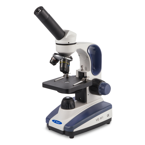 Velab VE-M1 Basic Biological Monocular Microscope, Triple Nose Piece, Flat Stage, 3.70” x 3.70”