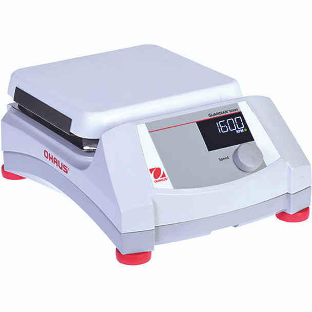 OHAUS Guardian 5000 Ceramic Hotplate Stirrer e-G51HS10C, 10x10 Inch Plate, 22L Capacity, USB Port, Timer, 120V 11.2A