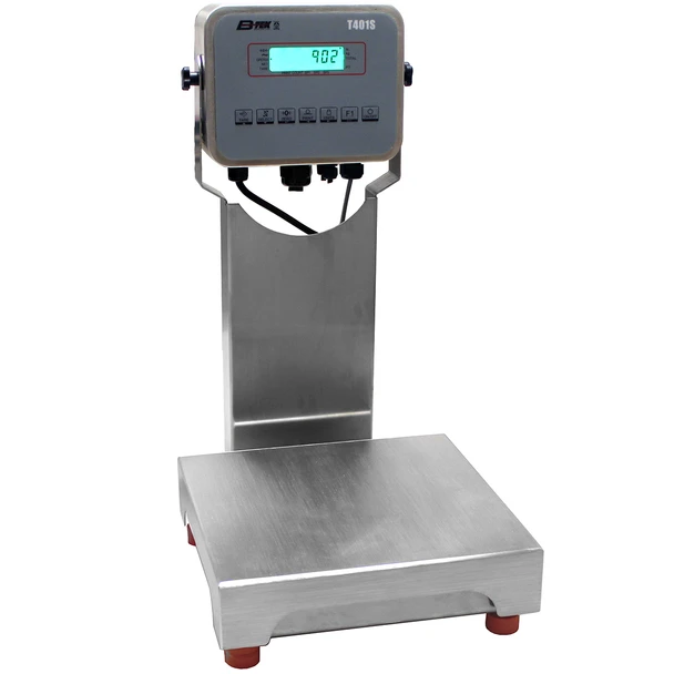 B-Tek 912-5634 AquaShield Washdown Bench Scale with T401S, 200 lb x 0.05 lb, 12 in x 12 in, Stainless Steel, IP65, NTEP