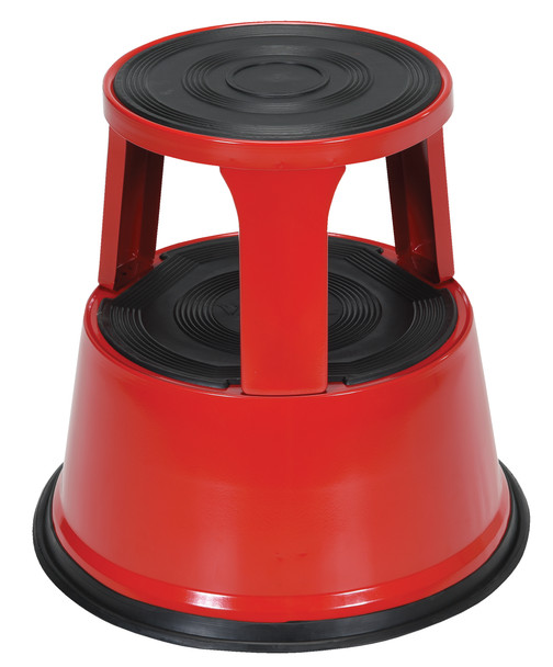 Vestil STEP-17-R Steel Rolling Step Stool with Powder Coat Finish, 17-1/8" Top Step Height, 500 lbs Capacity, Red