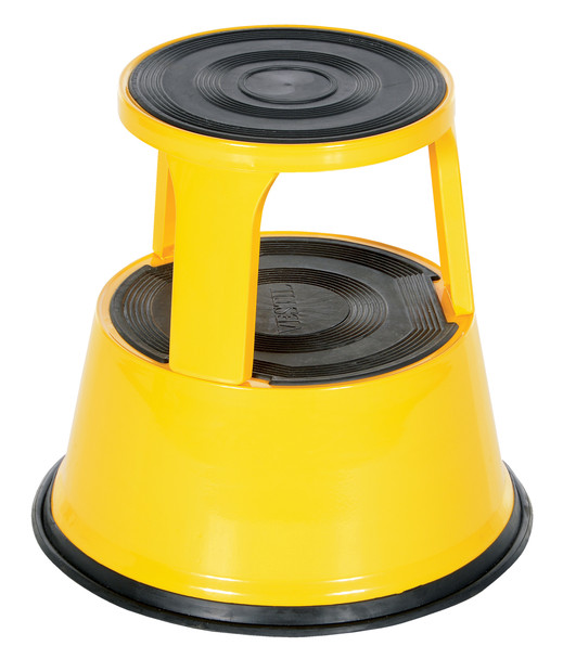 Vestil STEP-17-Y Steel Rolling Step Stool with Powder Coat Finish, 17-1/8" Top Step Height, 500 lbs Capacity, Yellow