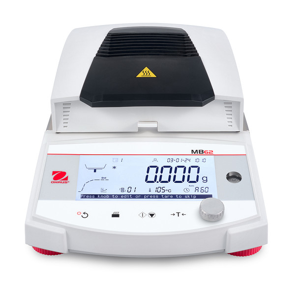Ohaus MB62 Carbon Fiber Heat Element Moisture Analyzer, 90g x 1mg Moisture 0.01%