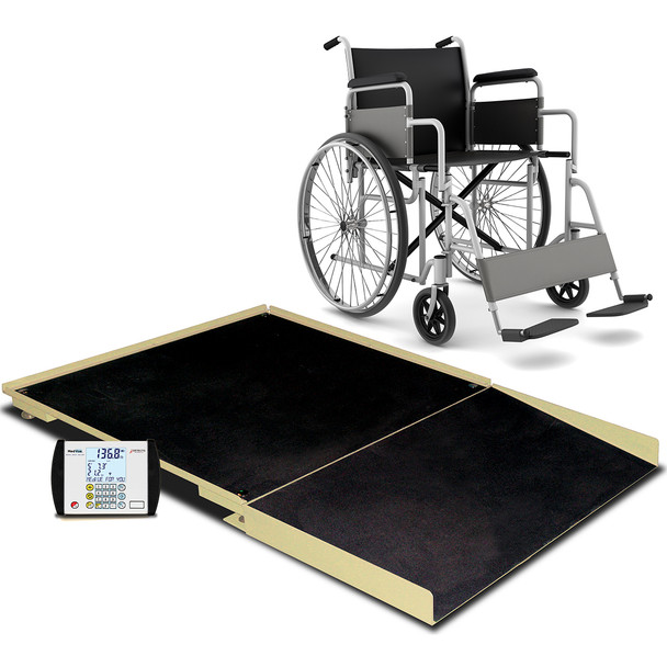 Detecto FHD-144-II Stationary Wheelchair Scale 1,000 lb x 0.2 lb, BMI, RS232