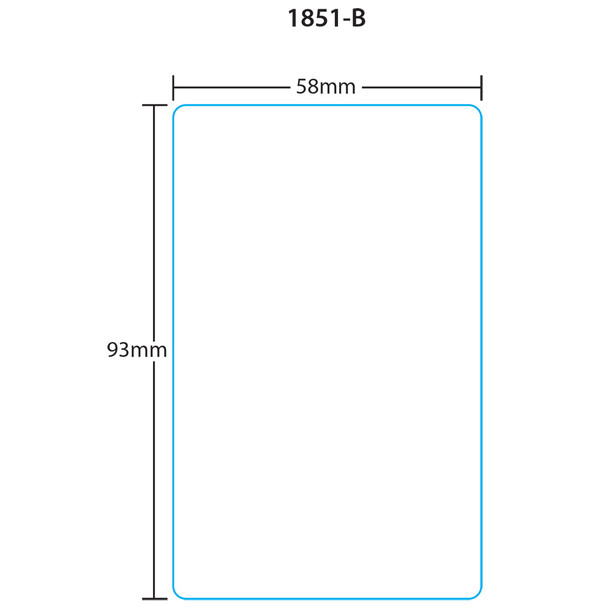 Bizerba Printer Labels 1851-B for 58 mm x 93 mm Printer, Blank, 12 Rolls, 480 Labels per Roll