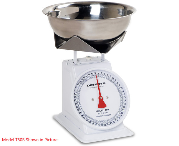 Detecto, T50B, Fixed Dial Top Loading Scale with Bowl, 50 lb capacity