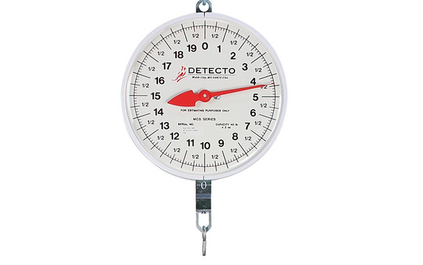 Detecto, MCS-40H, Hanging Dial Scale with Hook, 40 lb x 2 oz