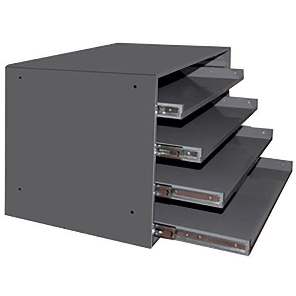 Durham 303B-15.75-95, HD Bearing Slide Rack for 4 Large Compartment Boxes