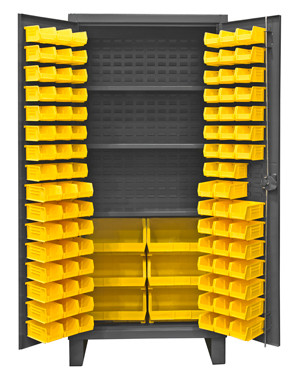 Durham HDC36-102-3S-95, 3 Shelf, 12 Gauge Cabinet, 102 Yellow Bins, 36"x24"x78"
