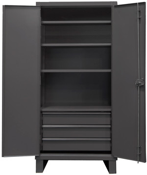 Durham HDCD243678-3B95, 12G Cabinet with 3 Drawers and 4 Shelves ,36"x24"x78"