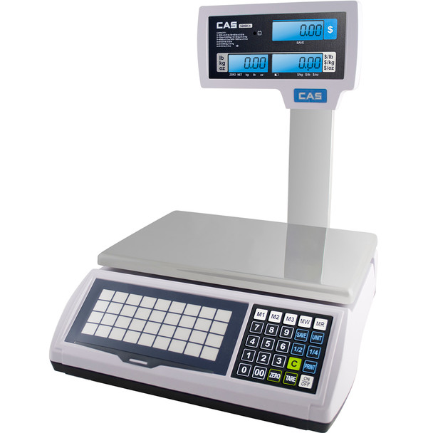 CAS, S2JR60LP, Price Computing Scale w/LCD Display & Pole, 60 lb x 0.02 lb, NTEP