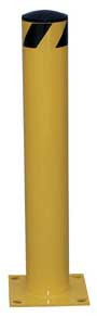 Vestil BOL-42-2 Yellow Powder Coat Pipe Safety Bollard, Steel, 1-3/4" OD, 42" Height