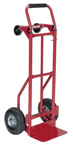 Vestil DSHT-500-PN Steel Convertible Hand Truck with Loop Handle, Pneumatic Wheels, 500 lbs, 48" H x 20" W X 17" D