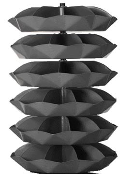 Durham 1536-95, 44" Diameter Rotabin w/ 6 Shelves, 10 Compartments Per Shelf